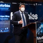 El presidente de Murcia Fernando López Miras, pronuncia un discurso durante la apertura del Foro Futuribles