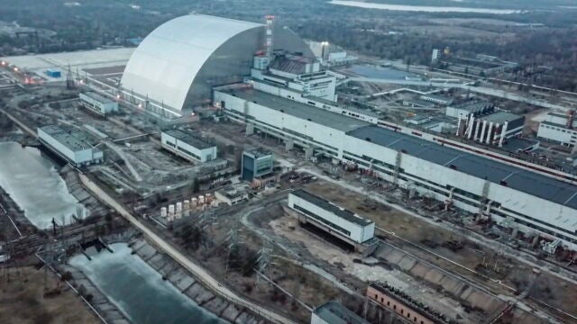 Imagen de la central nuclear de Chernóbil, tomada por las fuerzas de ocupación rusas.