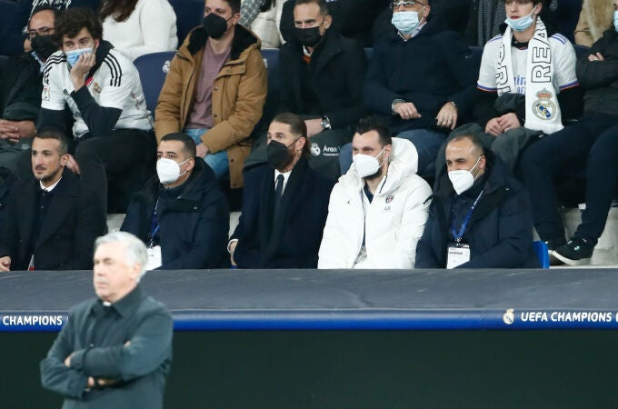 Sergio Ramos, en el Santiago Bernabéu, donde vio perder al PSG contra el Real Madrid