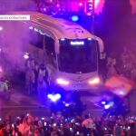 El recibimiento al autobús del Real Madrid