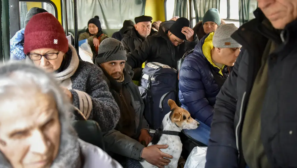 Evacuados ucranianos tras la invasión rusa