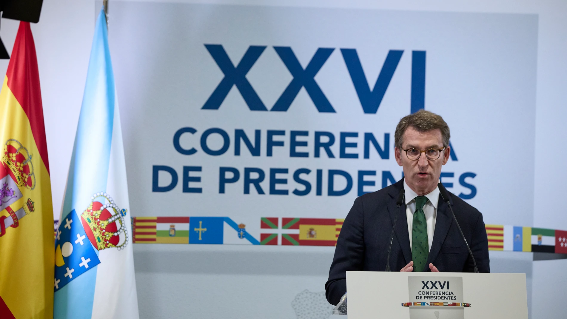 El presidente de la Xunta, Alberto Núñez Feijóo, comparece en la conferencia de Presidentes
