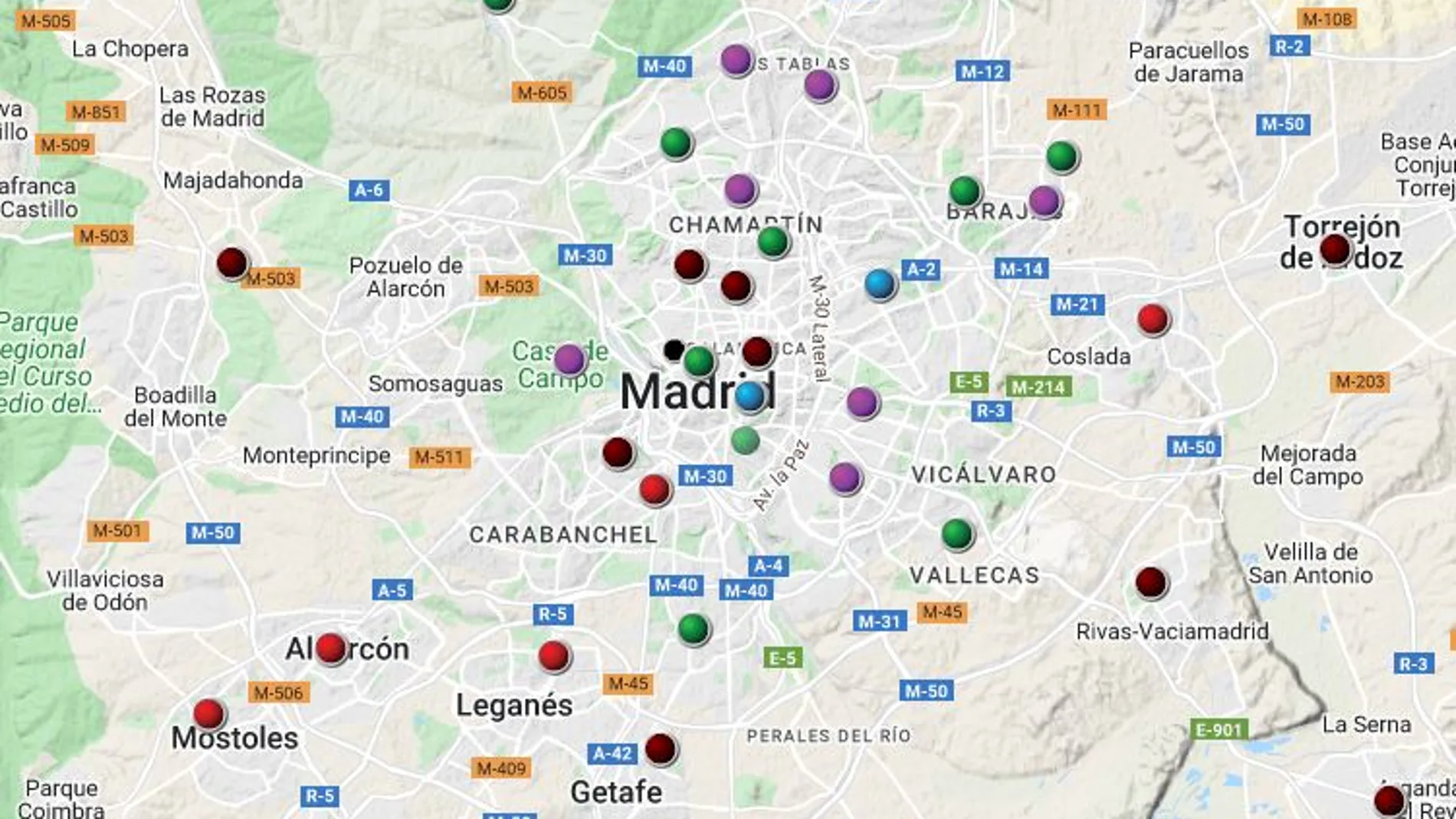 Mapa de Calidad del Aire en Madrid