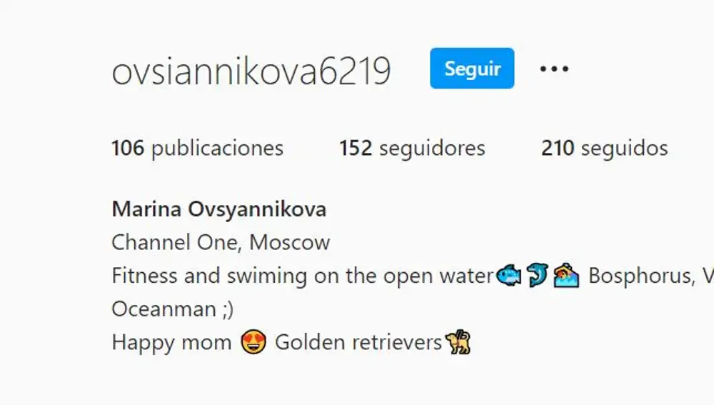 Perfil de Instagram de Marina Ovsyannikova
