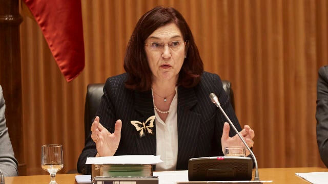 La presidenta de la CNMC, Cani Fernández, durante su comparecencia en la Comisión de Asuntos Económicos del Congreso de los Diputados, a 17 de marzo de 2022