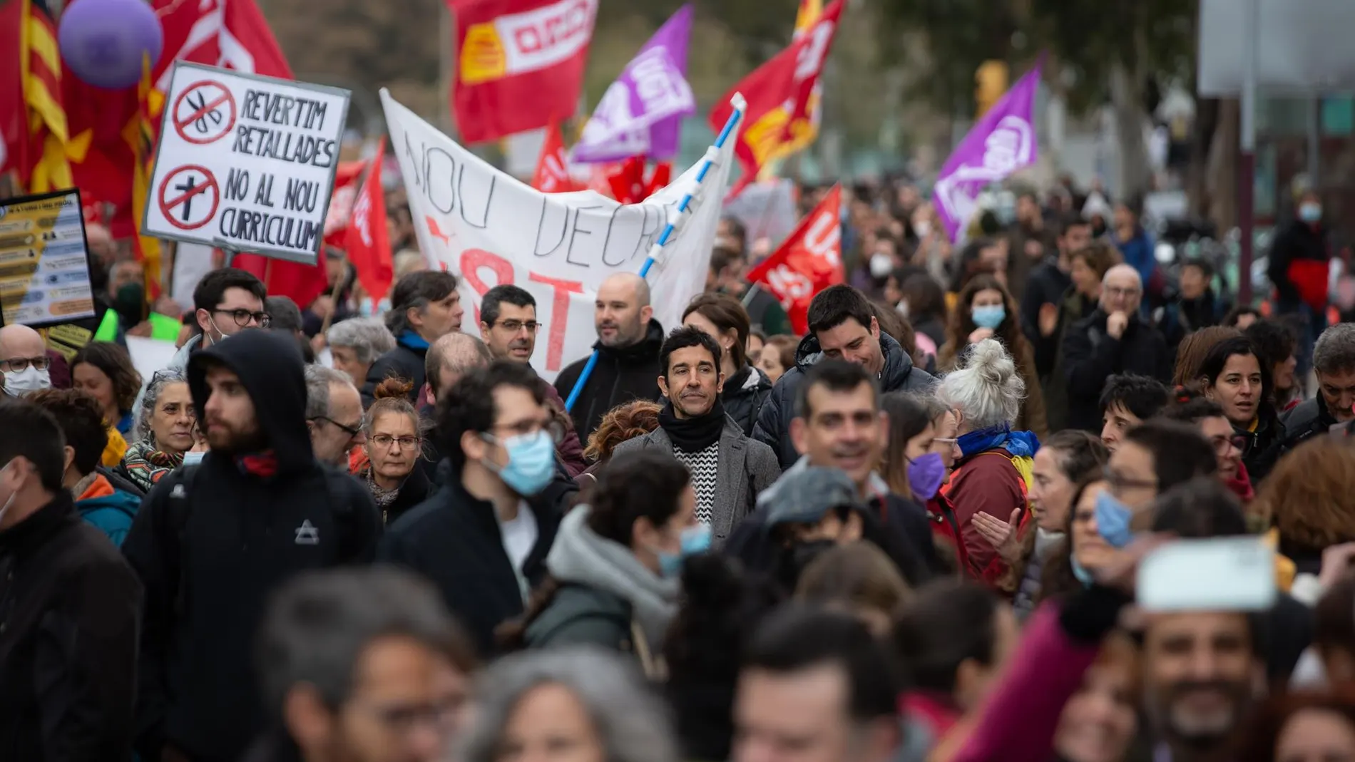 Manifestación de los sindicatos de profesores, esta semana en Barcelona