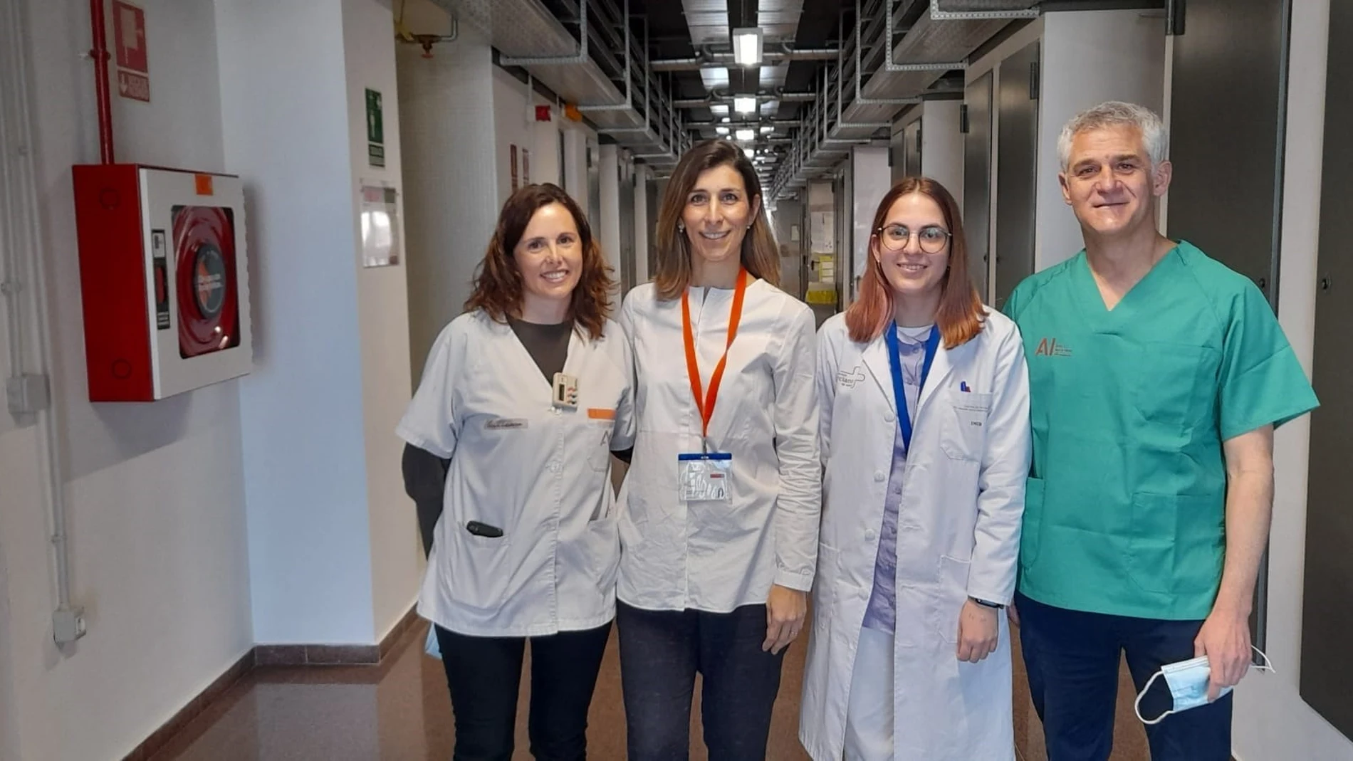 De izquierda a derecha, Elisa Nicolás, María Sabater, Cristina Gil y Juan Ramón Gimeno, investigadores del CIBER de Enfermedades Cardiovasculares (CIBERCV) en el IMIB