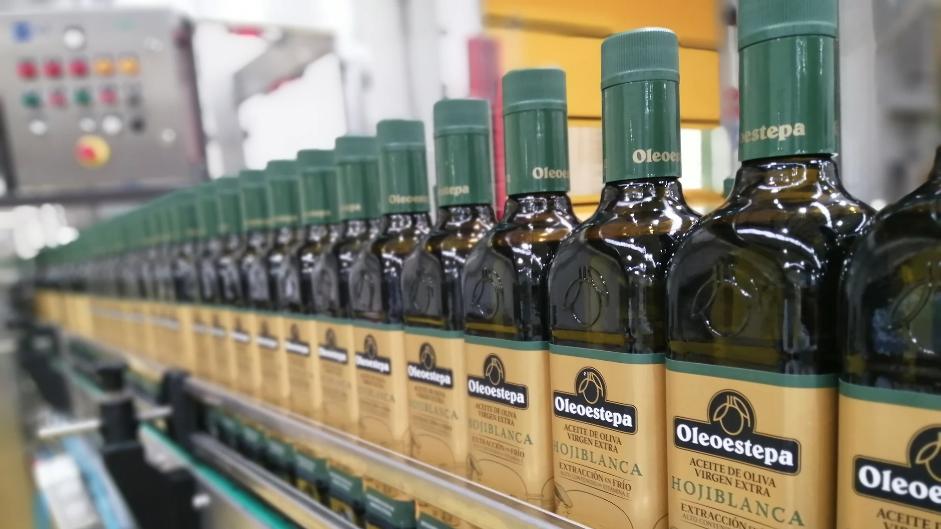 Línea de envasado de aceite de oliva en una planta de Oleoestepa