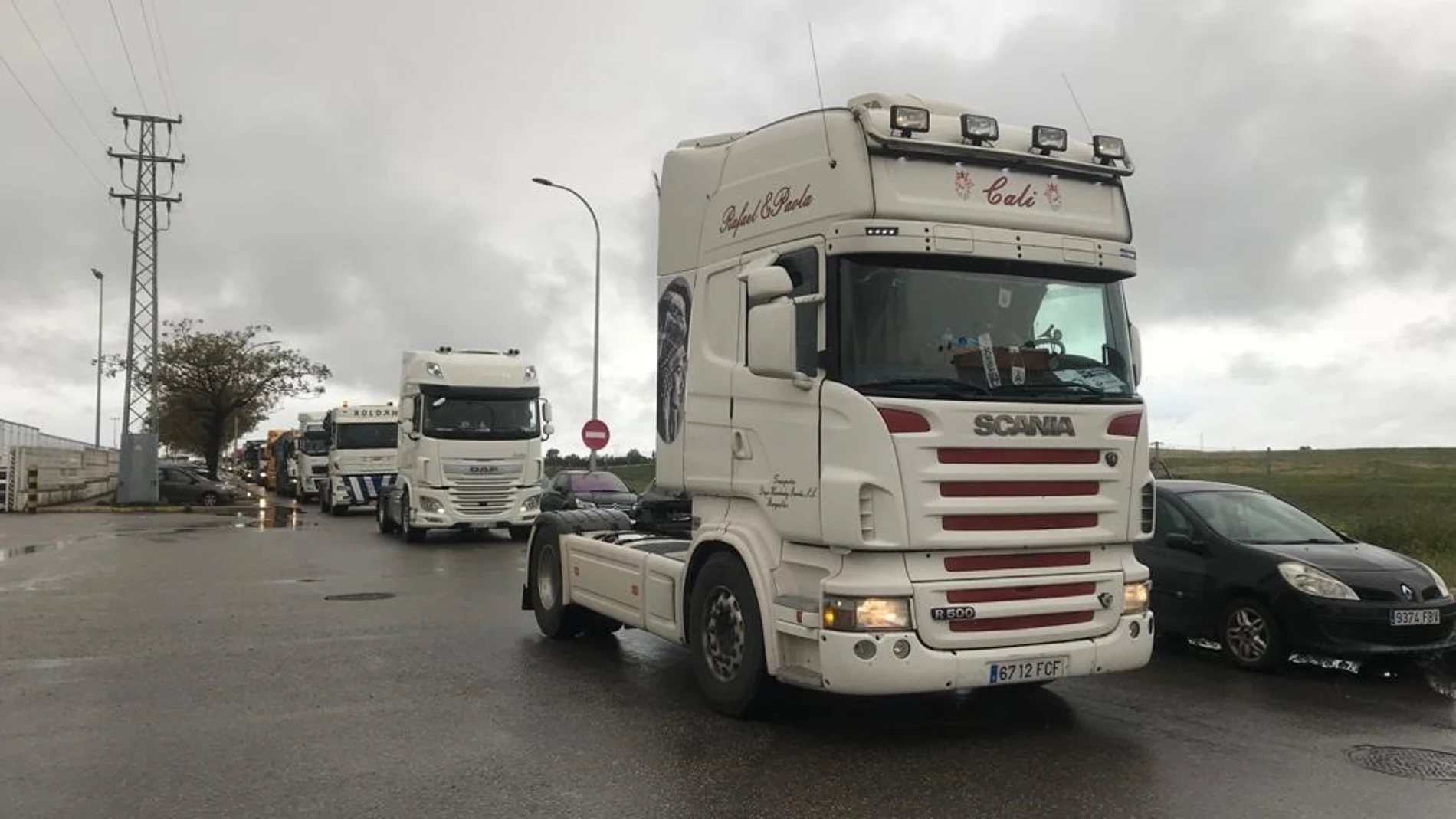 Protesta de camioneros en Sevilla