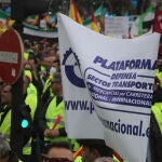 Manifestación de transportistas convocados por la Plataforma