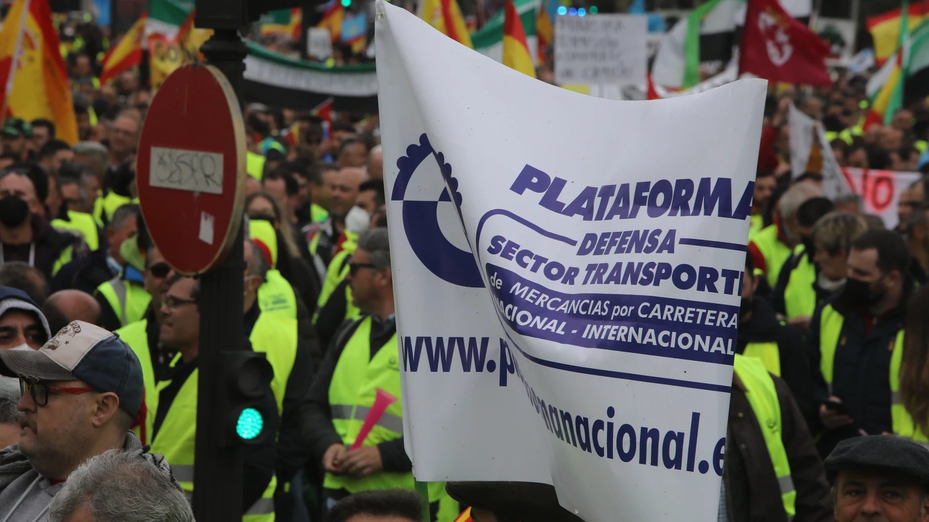 Manifestación de transportistas convocados por la Plataforma