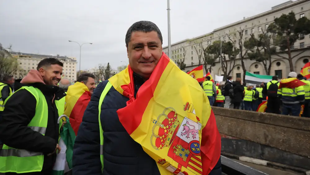 Juan Barroso en la manifestación de transportistas convocada este viernes por la Plataforma Nacional por la Defensa del Transporte