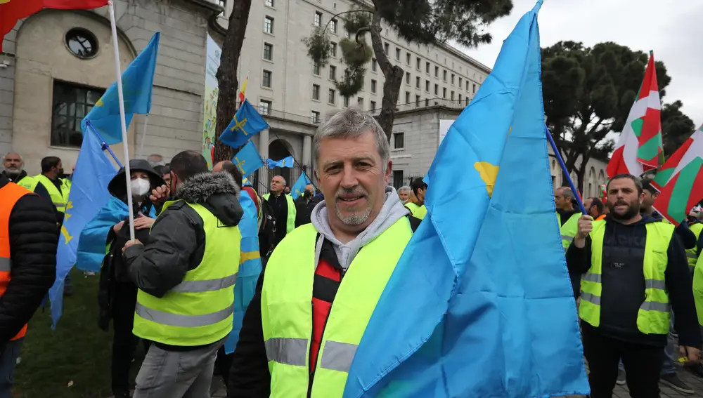 Baudilio Fernández en la manifestación de transportistas convocada este viernes por la Plataforma Nacional por la Defensa del Transporte