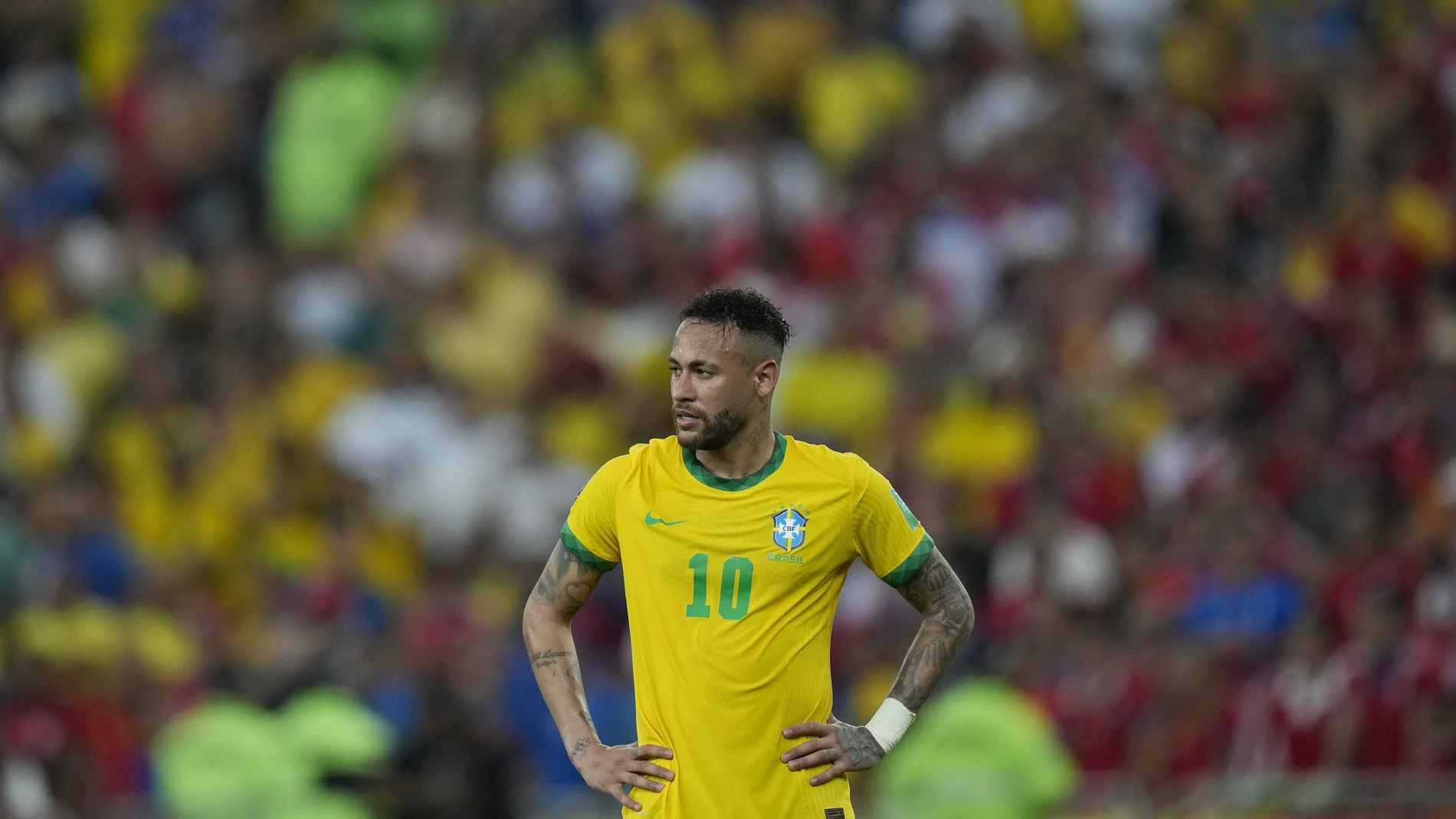 Neymar, durante un encuentro con la selección brasileña