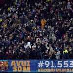 91.533 espectadores se han dado cita en el Camp Nou para ver el partido de vuelta de cuartos de final de la Champions femenina entre el Barcelona y el Real Madrid