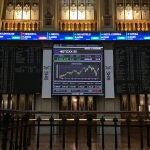 Vista general del Ibex 35, el principal indicador del parqué madrileño de la Bolsa este martes