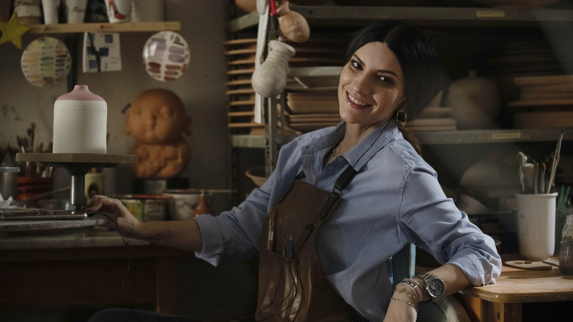 This image released by Amazon Studios shows Laura Pausini from the film "Laura Pausini â€“ Pleased to Meet You," premiering April 7. (Amazon Studios via AP)