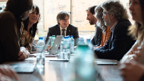 Puigdemont en la presentación de los miembros del gobierno del Consell per la República, el mes pasado