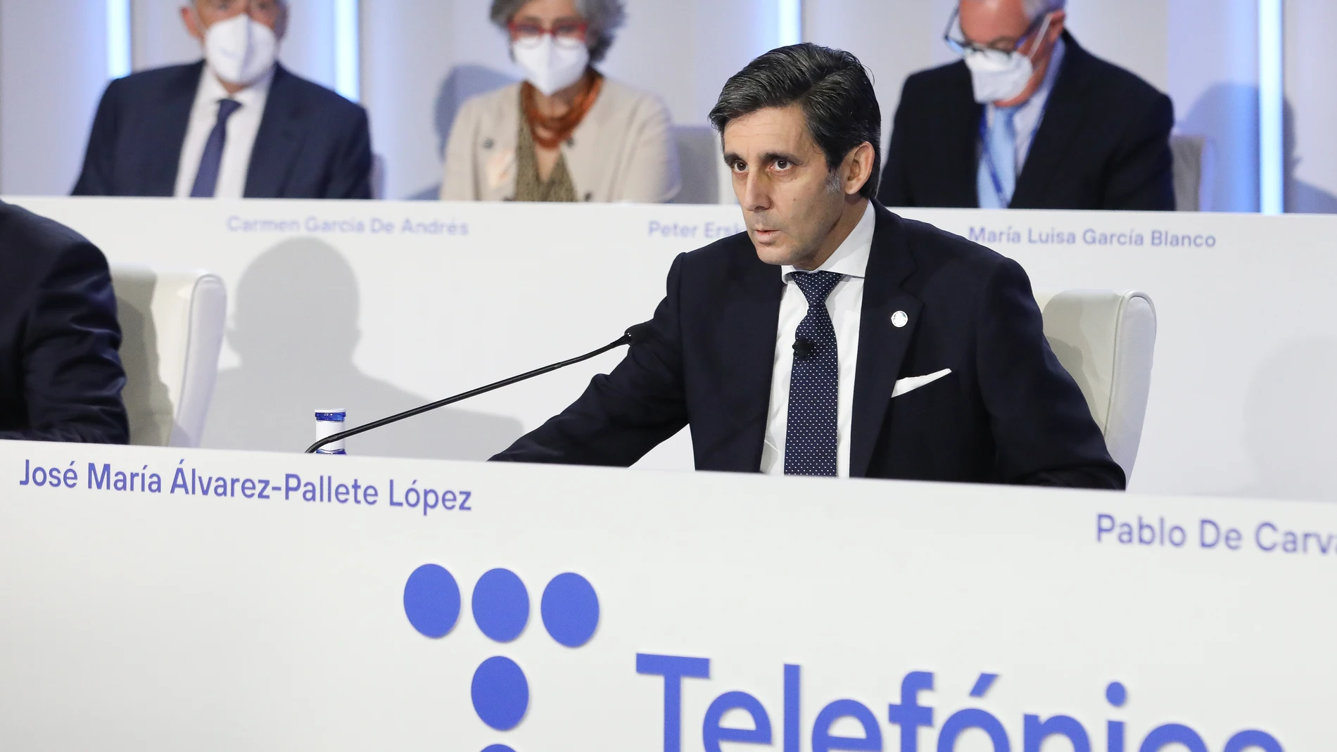 El presidente de Telefónica, José María Álvarez-Pallete, durante la Junta General de Accionistas de Telefónica de este año
