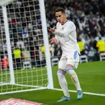 Lucas Vázquez celebra el segundo gol en el Real Madrid-Getafe de LaLIga
