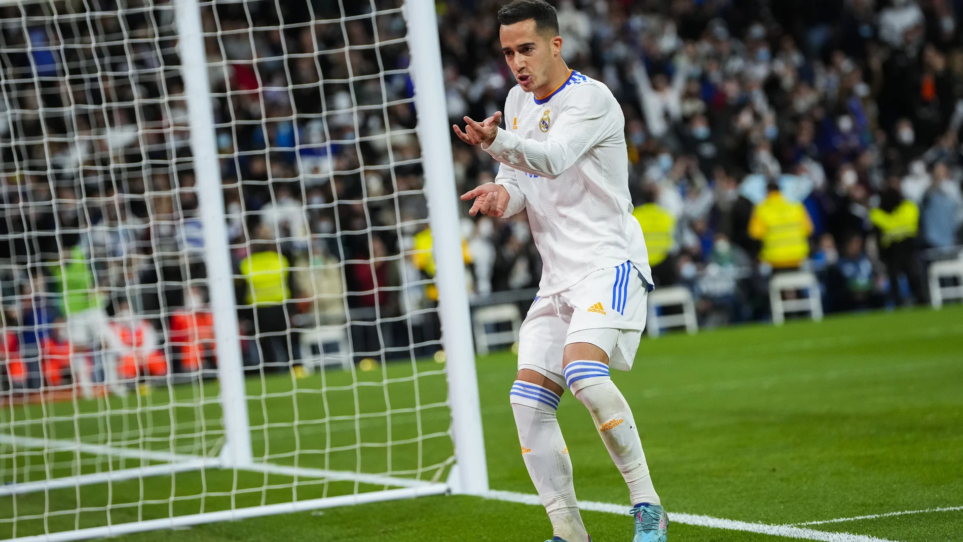 Lucas Vázquez celebra el segundo gol en el Real Madrid-Getafe de LaLIga