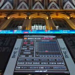 Vista del panel del Ibex 35, el principal indicador del parqué madrileño de la Bolsa