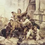 «Remember the Alamo», ilustración de Frederick Coffay Yohn que muestra a Davy Crockett con los últimos defensores de El Álamo en su resistencia final