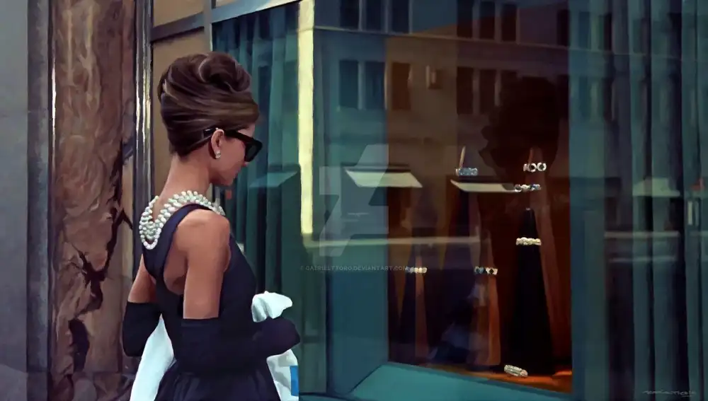 Audrey Hepburn en &quot;Desayuno con diamantes&quot; (Blake Edwars; 1961) frente al escaparate de la mítica tienda Tiffany & Co. en New York.
