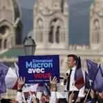El presidente y candidato Emmanuel Macron