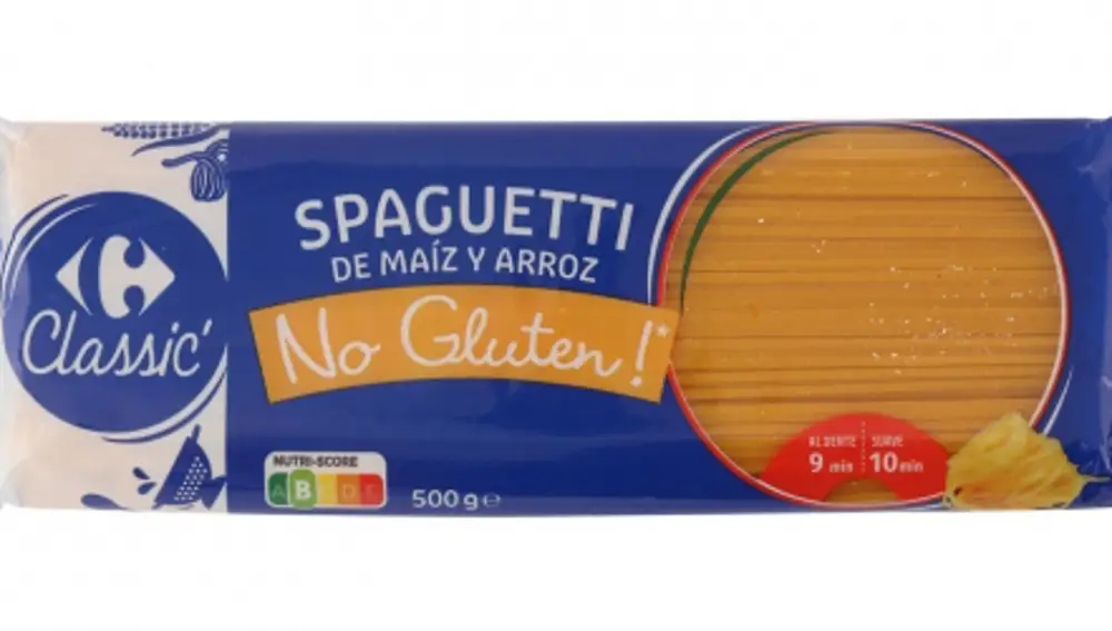 Espaguetis de maíz y arroz Carrefour sin gluten 500 g
