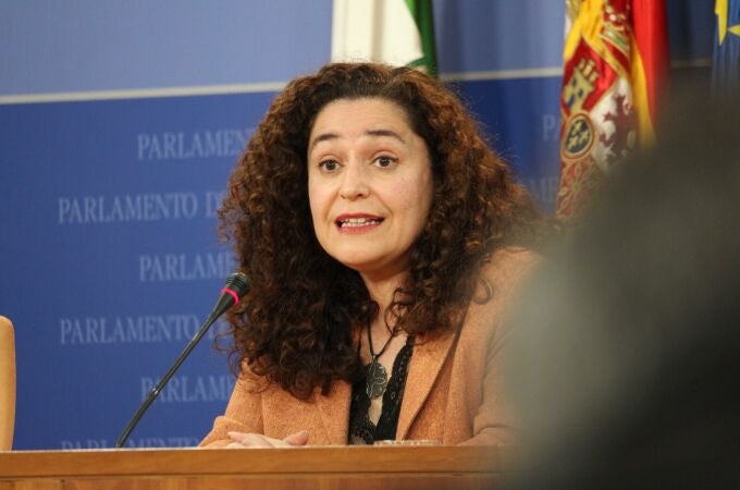 La portavoz parlamentaria de Unidas Podemos por Andalucía, Inmaculada Nieto, en rueda de prensa. UNIDAS PODEMOS POR ANDALUCÍA