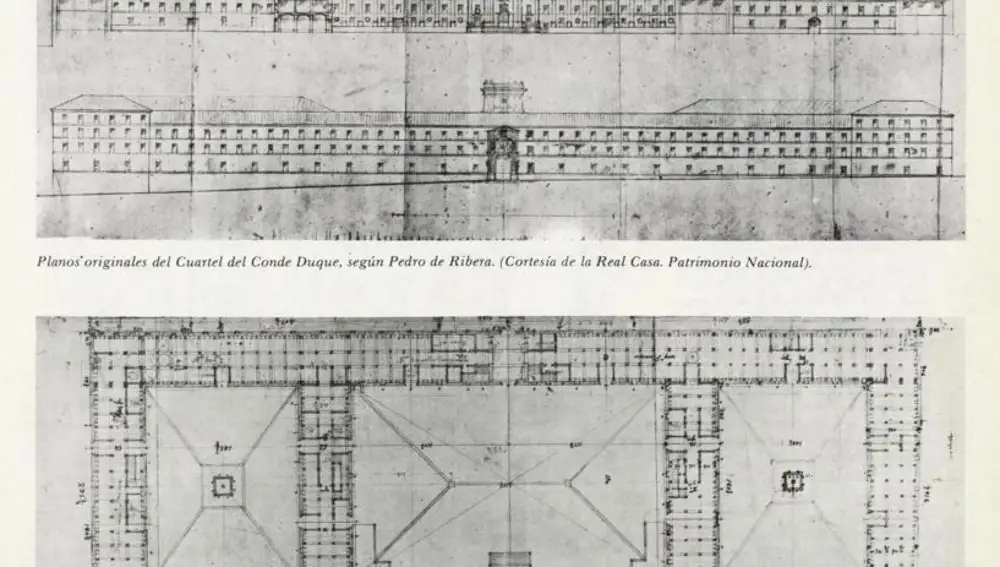 Planos originales del Cuartel del Conde Duque, según Pedro de Ribera. (Cortesía de la Real Casa Patrimonio Nacional)
