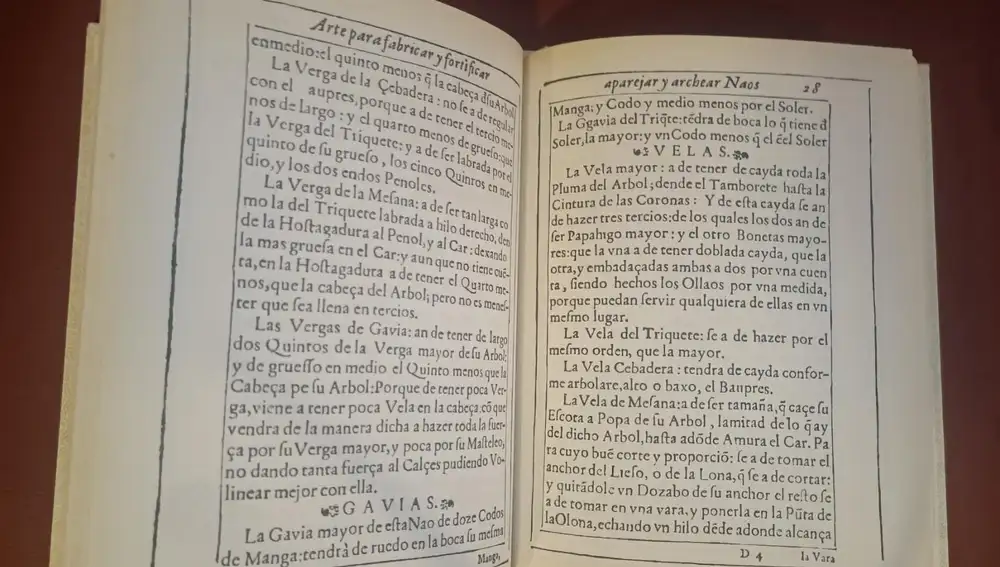 Thome Cano explica el tipo de velas en su libro Arte de fabricar naos (1611)