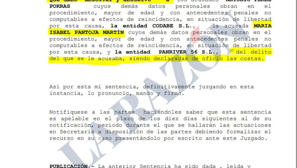 Sentencia judicial a favor de Isabel Pantoja