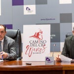 El presidente de la Diputación, Benito Serrano y el director gerente del Consorcio Camino del Cid, Alberto Luque, durante la rueda de prensa tras la reunión del Consejo Rector