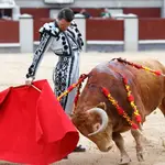 -FOTODELDÍA- MADRID, 02/05/2022.- El diestro Uceda Leal, durante la tradicional corrida Goyesca del 2 de mayo, con toros de la ganadería de El Cortijillo, este lunes en la plaza de toros de Las Ventas, en Madrid. EFE/Chema Moya