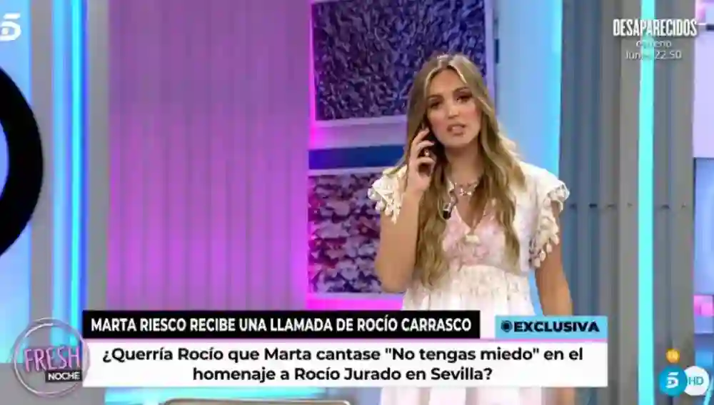 Marta Riesco cuenta en 'Ya son las ocho' que ha recibido una llamada de Rocío Carrasco