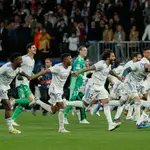 El Real Madrid celebra la victoria ante el Manchester City
