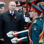 El presidente Vladimir Putin en el desfile del Día de la Victoria en 2021