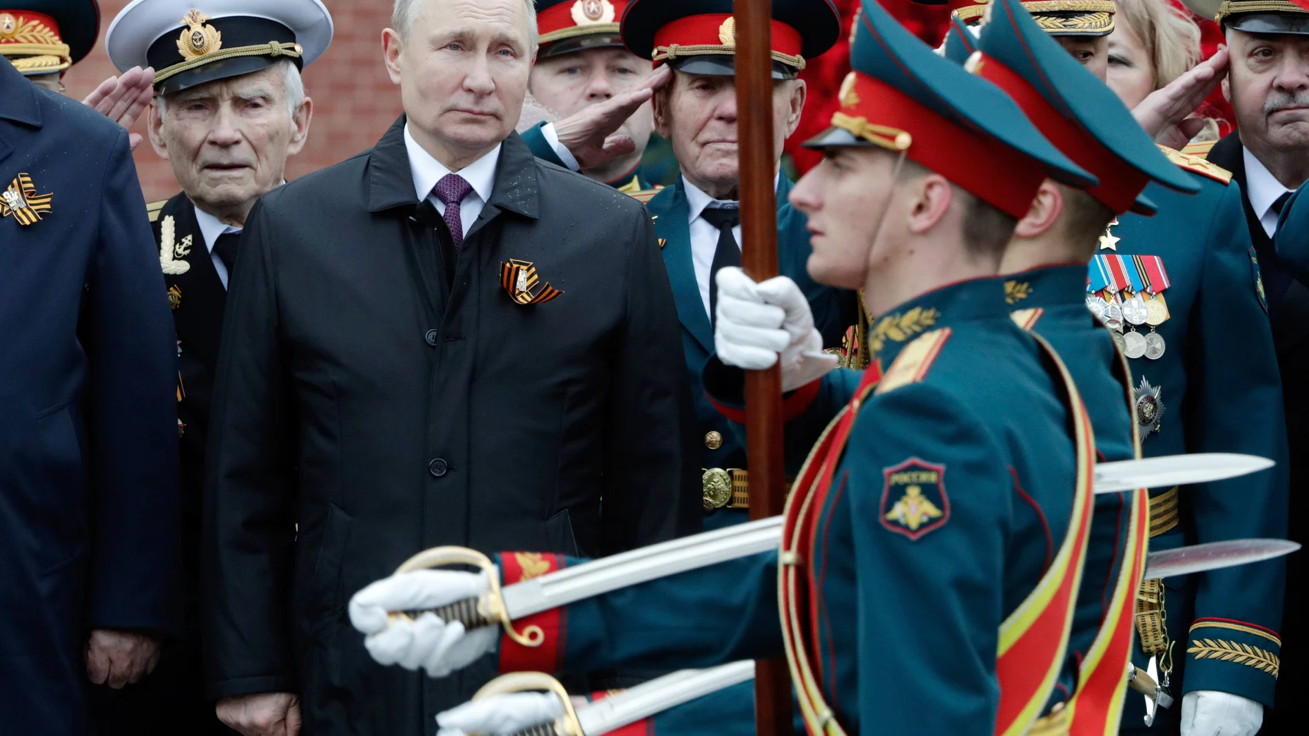 El presidente Vladimir Putin en el desfile del Día de la Victoria en 2021