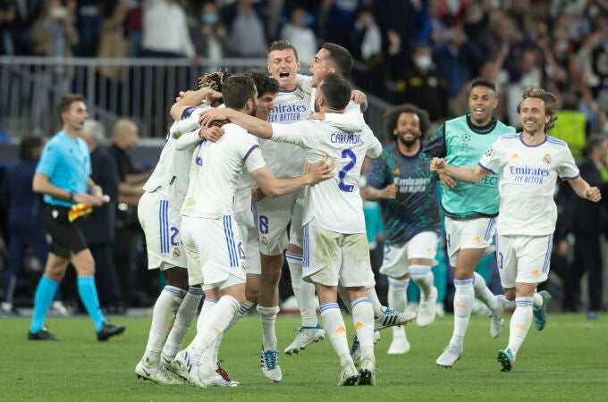 Los jugadores del Real Madrid celebran la victoria ante el Manchester City