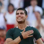  La madridista celebración de Alcaraz tras ganar a Djokovic: el espíritu de Juanito