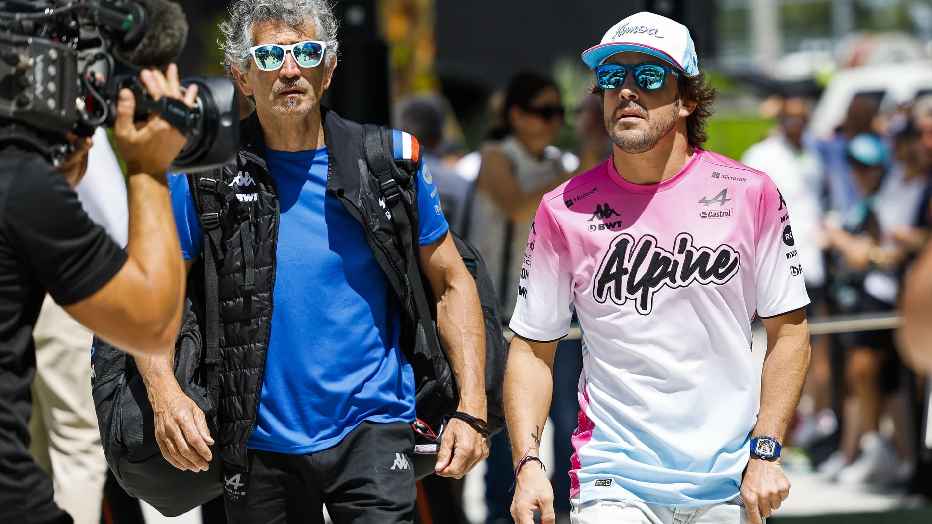Fernando Alonso y su fisio, en el pasado Gran Premio de Miami