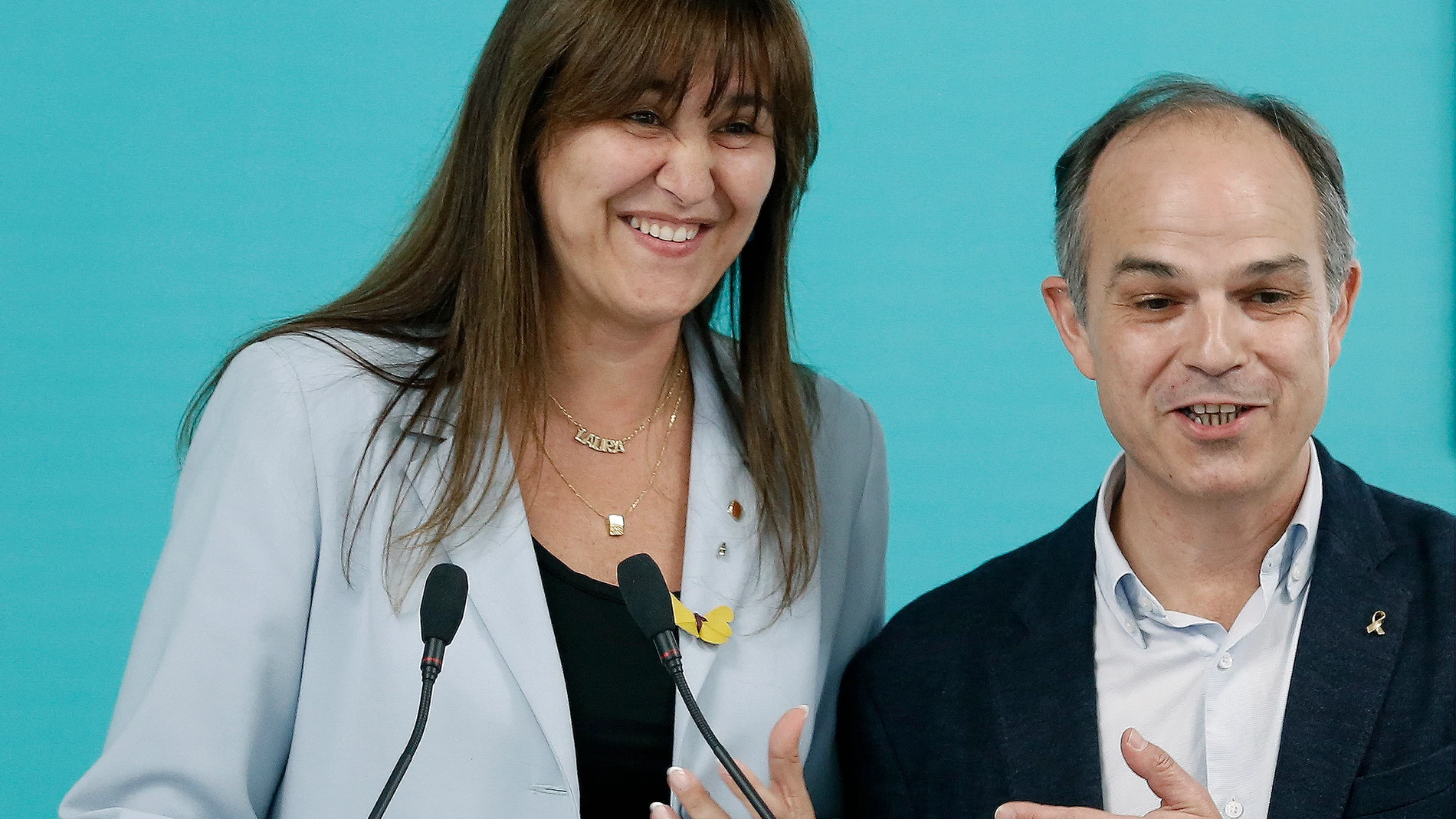 La presidenta del Parlament, Laura Borràs, y el exconseller Jordi Turull