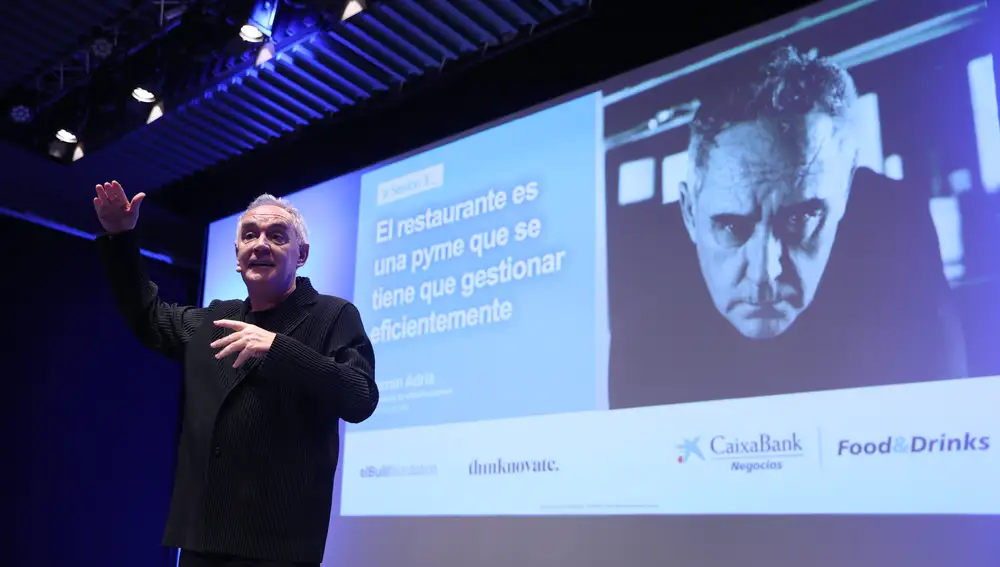 Ferran Adriá, durante la inauguración del curso intensivo de Gestión en Restauración impartido por elBulliFoundation con la participación de CaixaBank