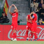 Cunha celebra el gol que le marcó al Elche