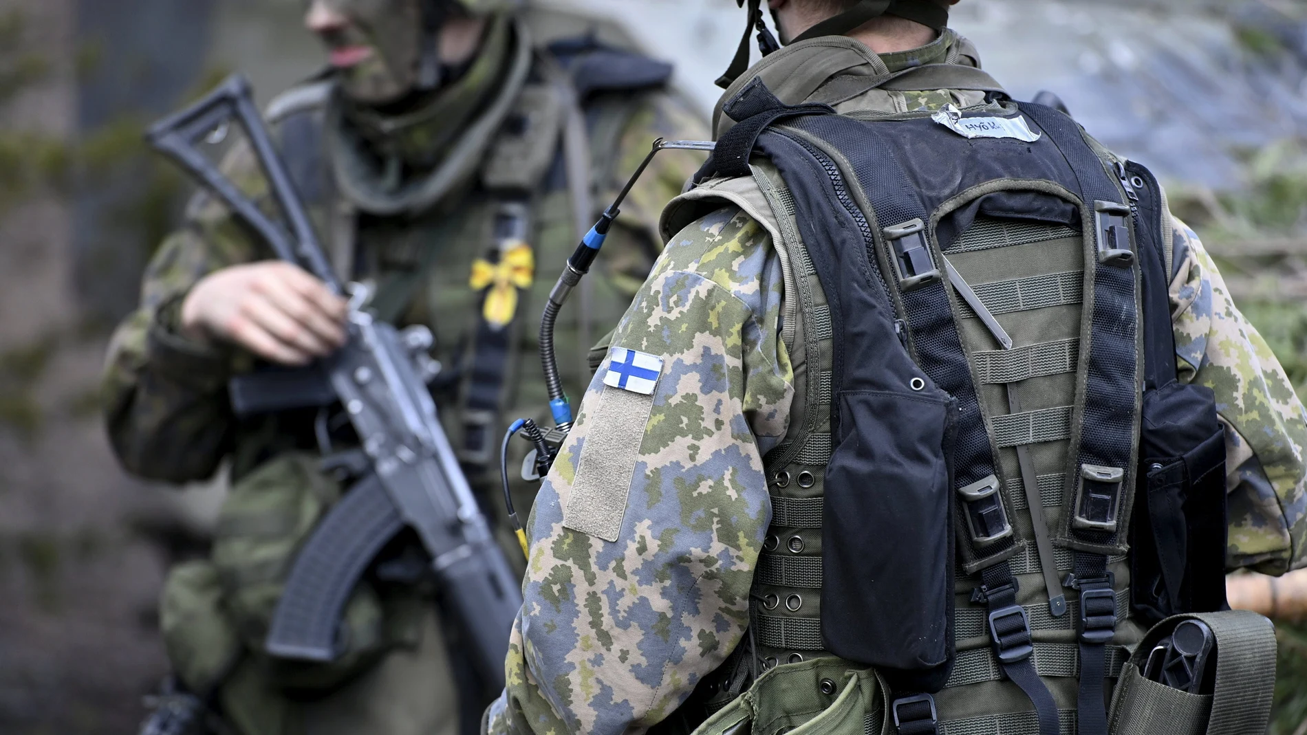 Soldados finlandeses, durante unas maniobras militares