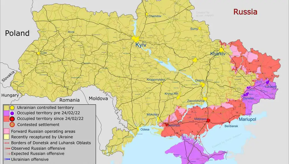 Mapas de situación actual en Ucrania