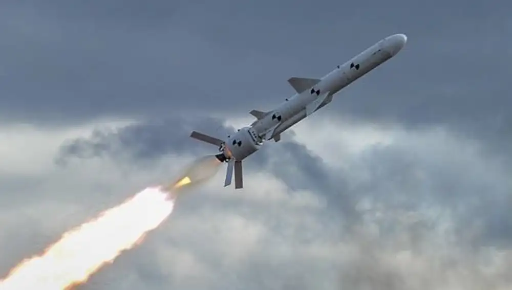 Imagen de un misil ruso lanzado contra Ucrania