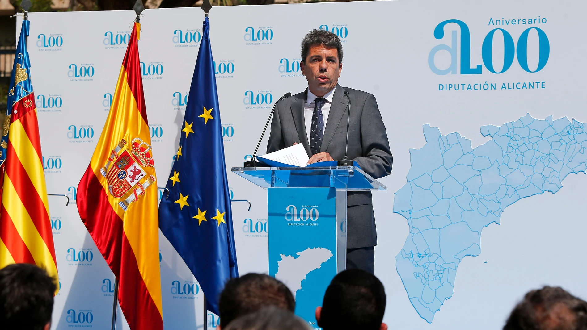 El presidente de la Diputación de Alicante, Carlos Mazón, durante su intervención en el acto por el 200 Aniversario de la Diputación de Alicante.